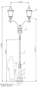  Electriquo Mât d'éclairage WL-2xR121-2x02, hc-5000