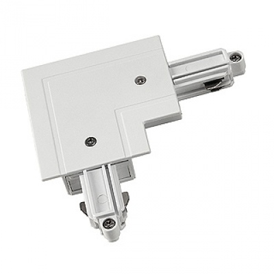 Coupleur en L pour rail haute tension monophasé, version encastrée au plafond, conducteur de protection extérieur, blanc