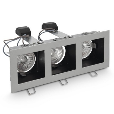Spot fixe ASPRO 30-3, 3X max.50W argent mat
