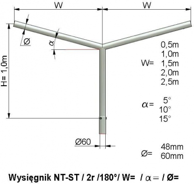 Vérin de flèche NT ST 2 de 1,5 m