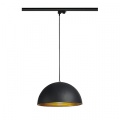 Ampoule Forchini M 40 cm, ronde, noire/dorée, E27, avec adaptateur triphasé noir