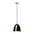 Paire de suspensions Cone 20, rondes, noires/dorées, E27 max. 60 W
